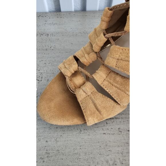 Jessica Simpson Tan Suede Leather Lace-Up Heeled Sandals – Size 7M - Picture 4 of 6